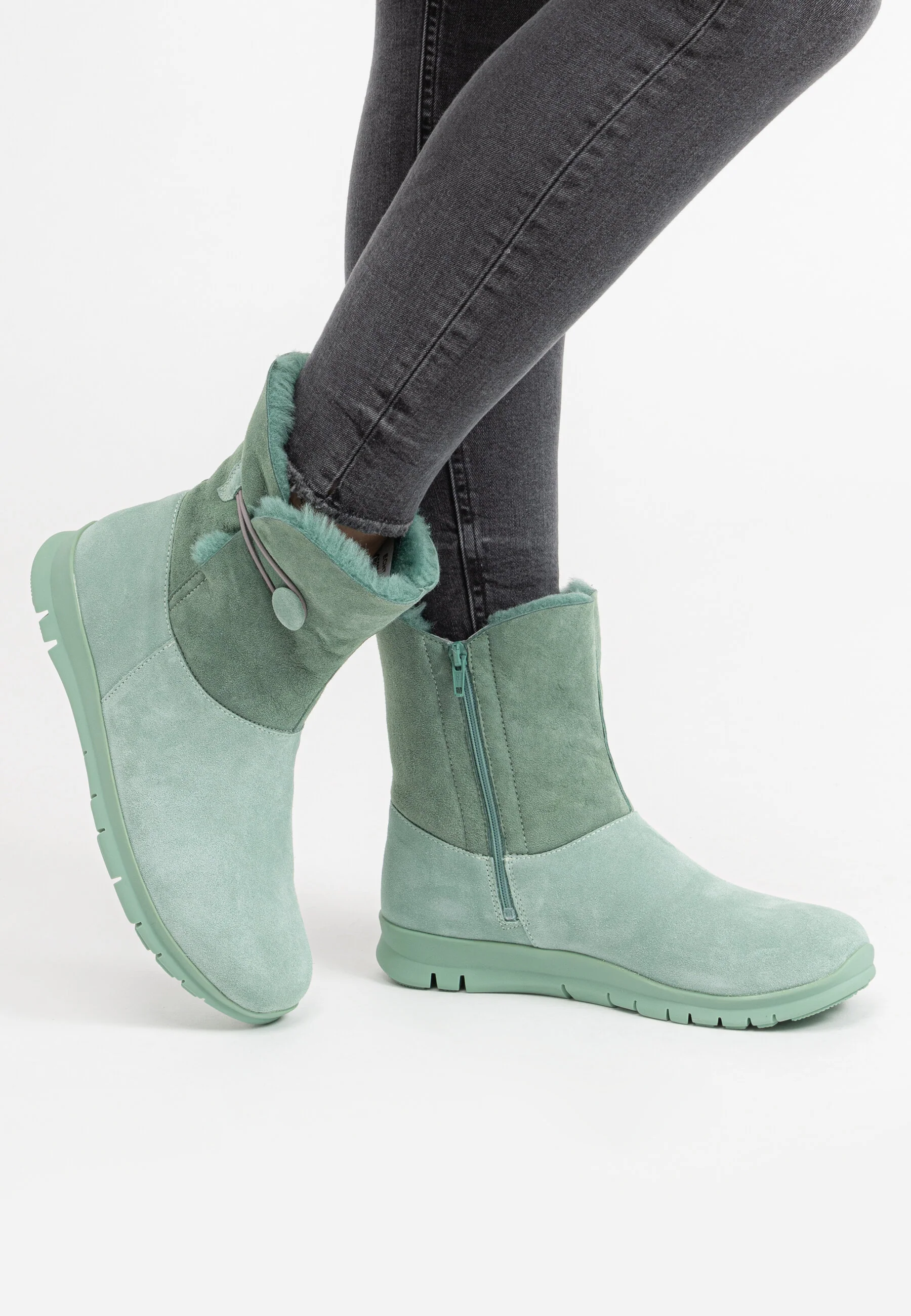 flauschig-wärmender Lammfellstiefel Veloursleder - Image 9